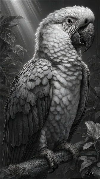 black-and-white parrot cockatoo-ara by Gelissen Artworks