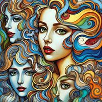 Four Faces of Beauty: An Abstract Portrait Collection