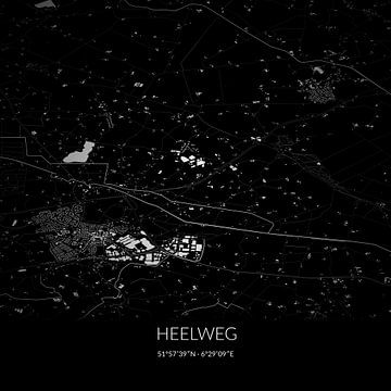 Schwarz-weiße Karte von Heelweg, Gelderland. von Rezona