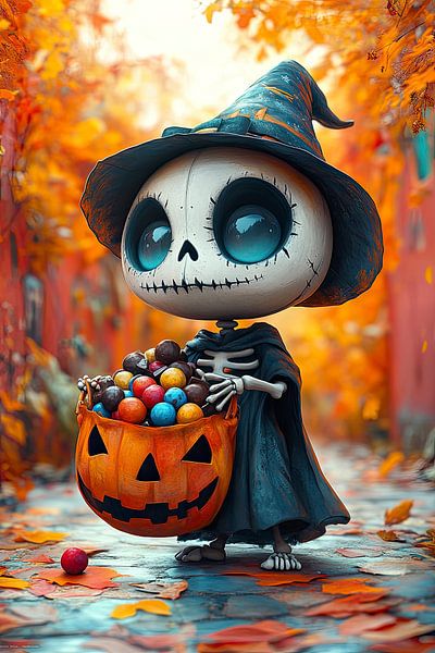 Schattig skelet Trick-or-Treater van Lufy