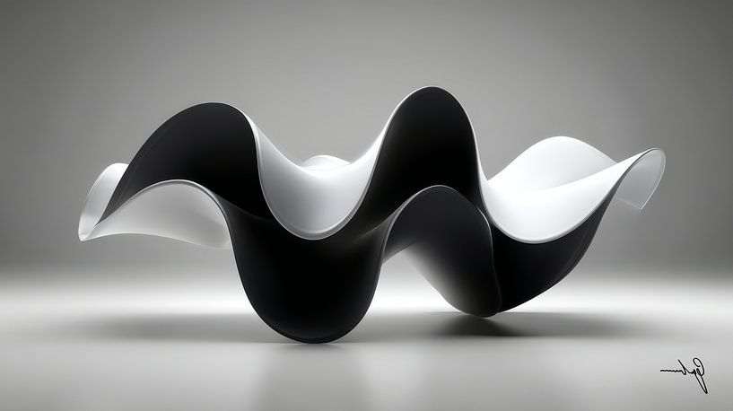 Monochrome Flow - Abstract Black and White Art in Motion by Gelissen Artworks