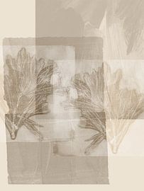 Elegant rustic neutral botanical abstract wall art II by Dina Dankers