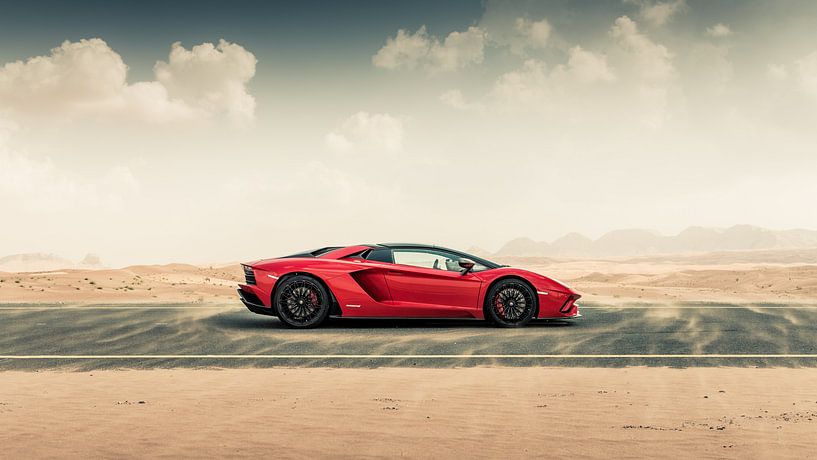 Lamborghini Aventador S Roadster vs. desert roads II van Dennis Wierenga