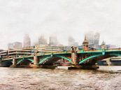 Southwark Bridge Misty Cityscape by Dorothy Berry-Lound thumbnail
