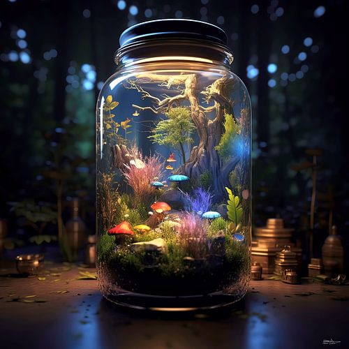 de natuur gevangen in een glazen potje/stolp