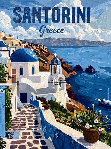Santorini Blue Domes