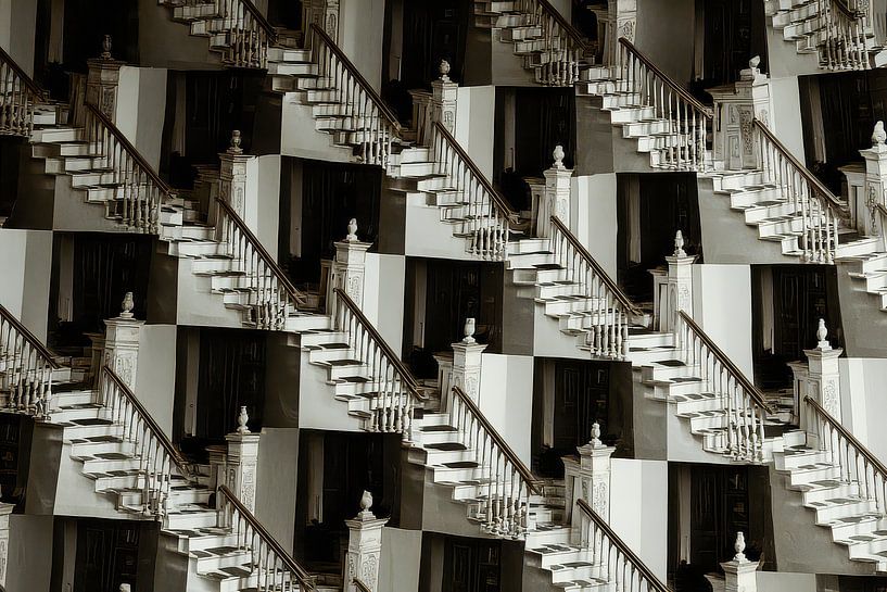 Architekturgrafik mit Darstellung von Treppenhäusern von Egon Zitter