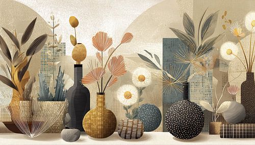 Flower Vases | Vases and Golden Touch by Eye catching paintings