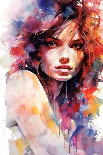 abstract aquarel van een meisje/vrouw.