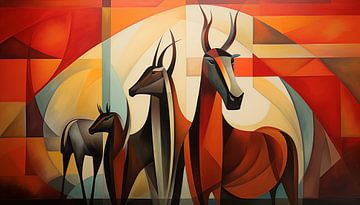 Abstract deer cubism panorama by TheXclusive Art
