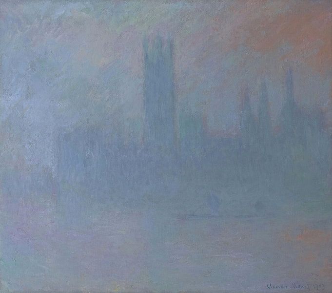 Parlementsgebouwen in de Mist, Claude Monet van Meesterlijcke Meesters