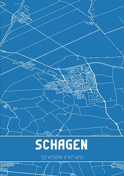 Blaupause | Karte | Schagen (Noord-Holland) von Rezona