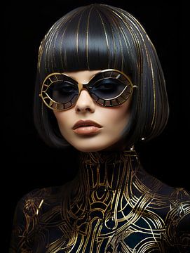 zwart goud vrouwelijk model van PixelPrestige