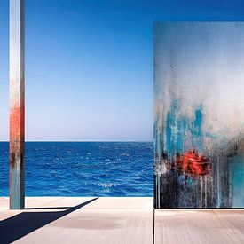 Verwitterte Mauer vor dem Meer-23-01 von Rautenberg Digital Art Maritim