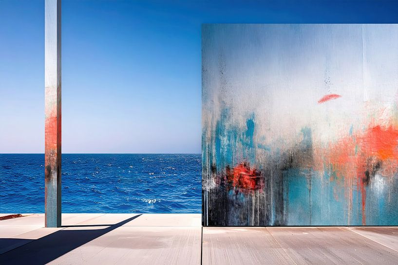 Weathered wall in front of the sea-23-01 by Rautenberg Digital Art Maritim
