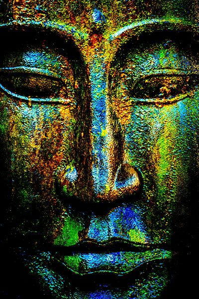 Boeddha gekleurd Pop Art van Dieter Walther