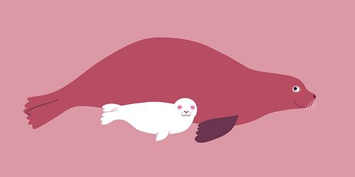 Mutterrobbe mit Jungen