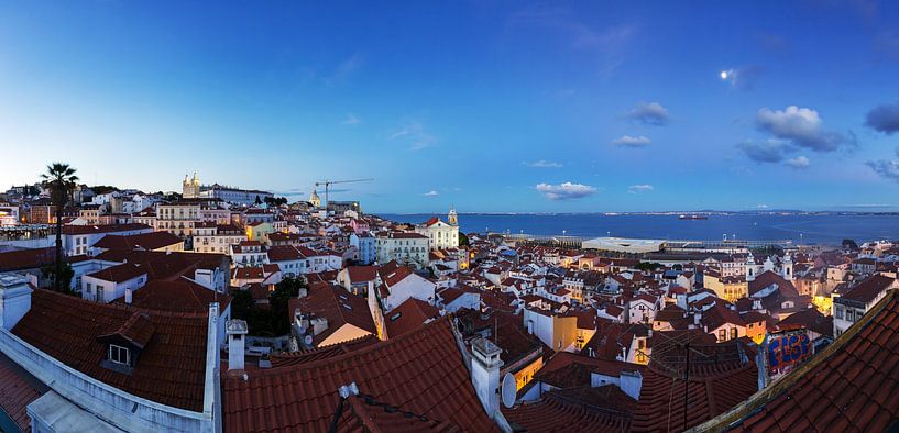 Lisbon - Alfama (Panorama at blue hour) by Frank Herrmann