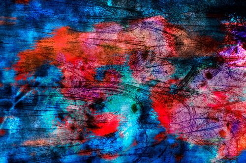 Abstract in blauw en rood