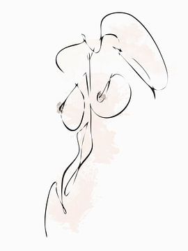 Line drawing Breasts of a Naked Woman with Watercolor by Art By Dominic