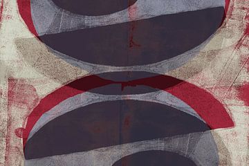 Abstracte vormen in rood, grijs, zwart. van Dina Dankers