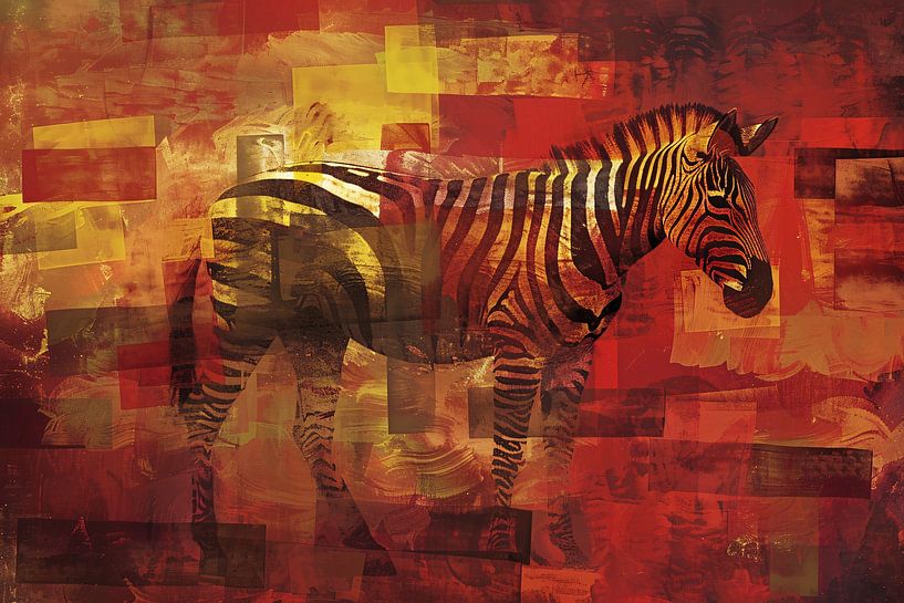 Buntes abstraktes Gemälde eines Zebras von Art & Soul Creations