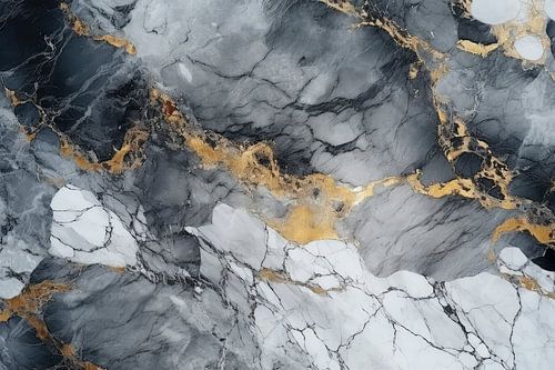 Marmer abstractie in grijs, wit en goud