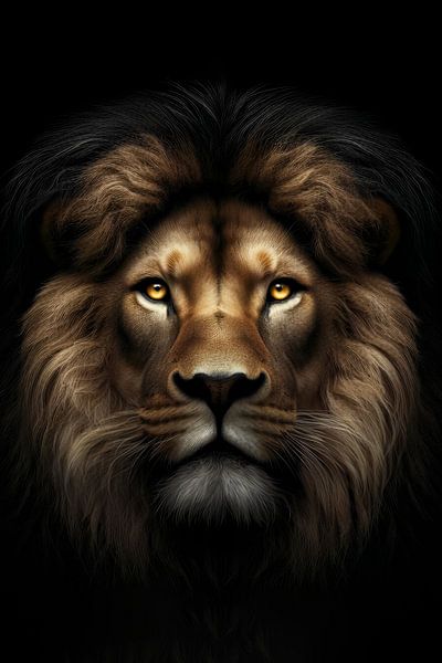 Portrait Löwenkopf von Ellen Van Loon