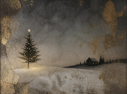 Stille Nacht – Kerstboom in een gouden nevel