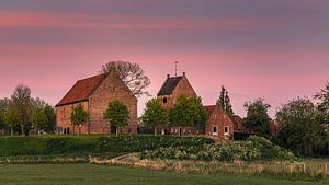 Sonnenuntergang in Ezinge, Groningen, Niederlande