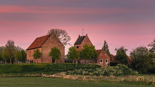 Coucher de soleil à Ezinge, Groningen, Pays-Bas
