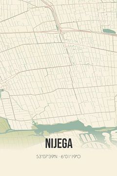 Vintage landkaart van Nijega (Fryslan) van Rezona