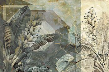 Botanische Bananenblatt-Collage