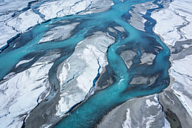 Braided Glacier River – Aerial Cool Blue Art by Albert Klee