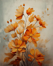 Stilvolle orangefarbene Blumen in sanften Farbtönen