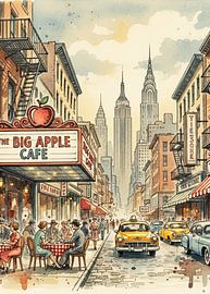 New York City Ecke Aquarellmalerei von Artkreator