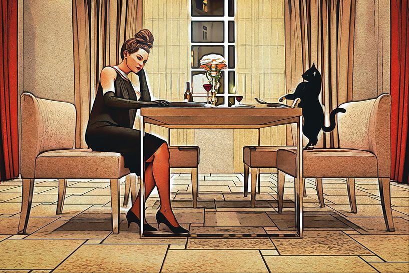 Table for two, a cartoon character by Arjen Roos