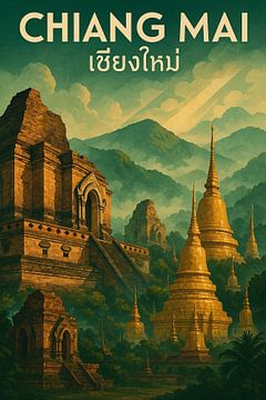 Temples de montagne de Chiang Mai - Ancien royaume Lanna Impression d'art