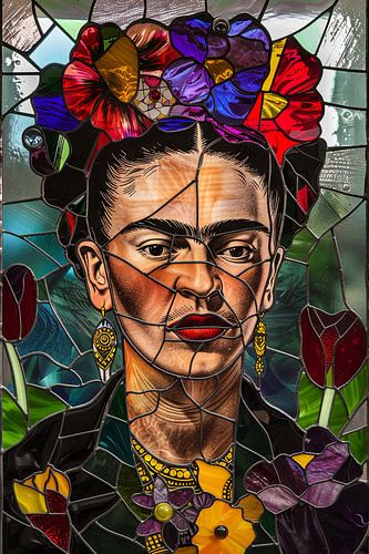 Frida en verre - Portrait en mosaïque