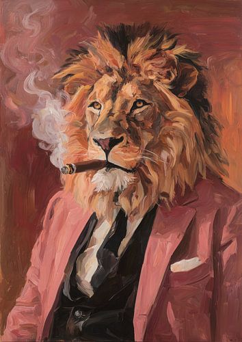 Lion in a suit - Expressive oil painting