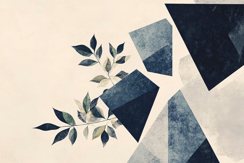Geometrische compositie met plantmotieven van Poster Art Shop