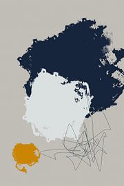 Art abstrait moderne. Couleurs pastel vives. Gris, blanc, noir, jaune. sur Dina Dankers