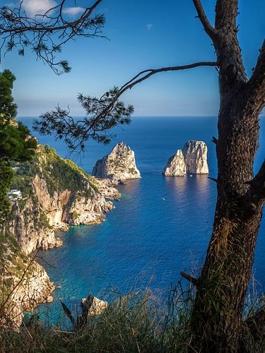 View to the Faraglione cliffs on Capri