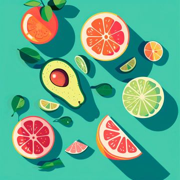 Kleurrijk fruit en vers genieten van Poster Art Shop