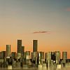 Skyline, abstract, gemaakt van nietjes by Marcel Krol