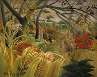 Tijger in een tropische storm van  Henri Rousseau