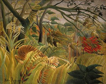 Tijger in een tropische storm van  Henri Rousseau van Frank Zuidam