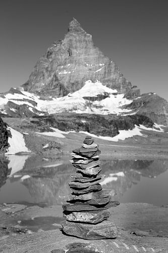 Stone man in front of the Matterhorn