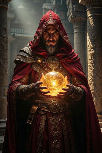Dark Fantasy Gothic Wall Art: MAGISTER INFERNI - The Mage with His Crystal Ball of Truth