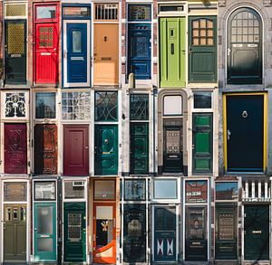 Collage of different doors in the city of gouda